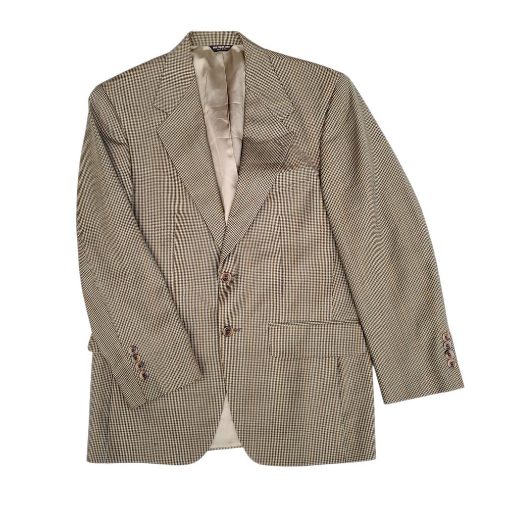 Vintage Bill Blass Ivy Prep Wool Houndstooth Blazer Jacket Sport Coat 38R? 40R?